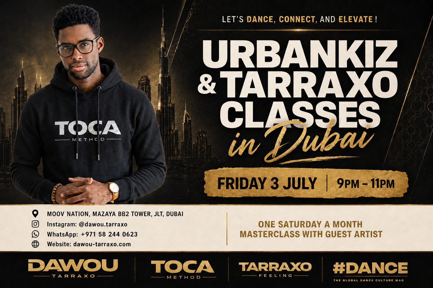 Urbankiz & Tarraxo classes with Dawou Tarraxo — every Friday at Moov Nation, JLT, Dubai