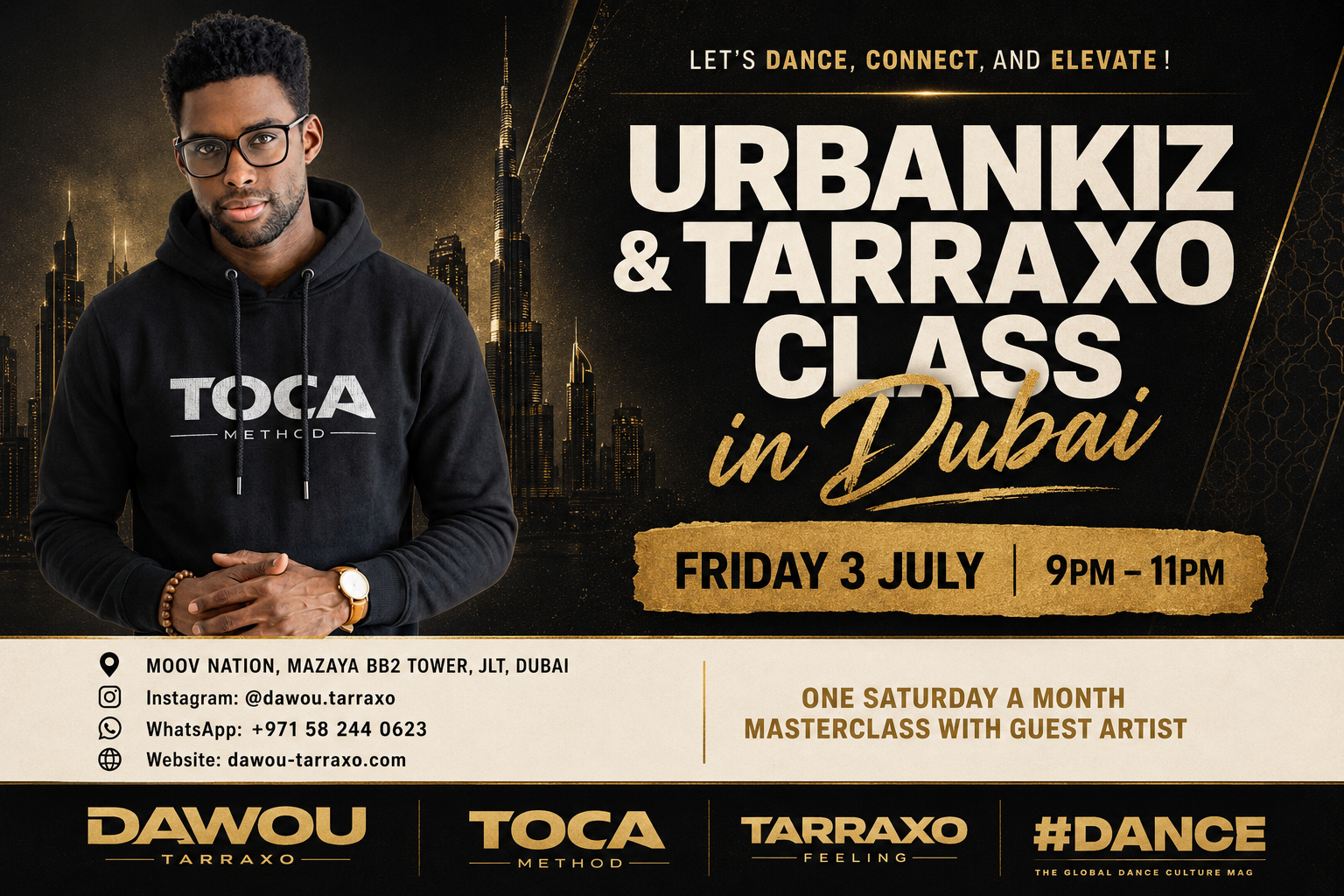 Urbankiz & Tarraxo classes with Dawou Tarraxo — every Friday at Moov Nation, JLT, Dubai